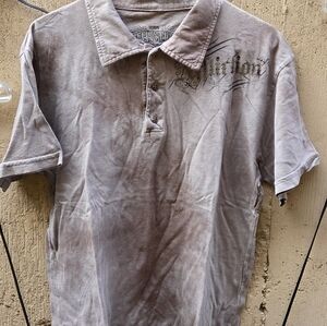 Affliction Taupe Short Sleeve Polo Shirt for Men